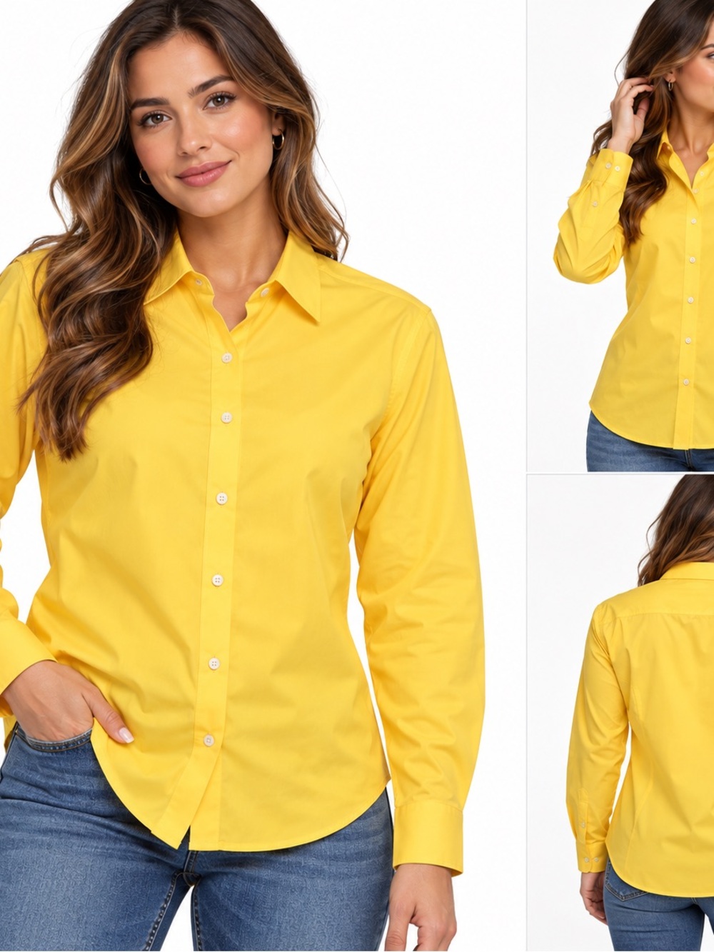 Vince Slim-Fit Yellow Cotton Button-Up Shirt size Large